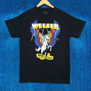 Weezer Rock Music Lightning Flying Winged Unicorn Band Tee M